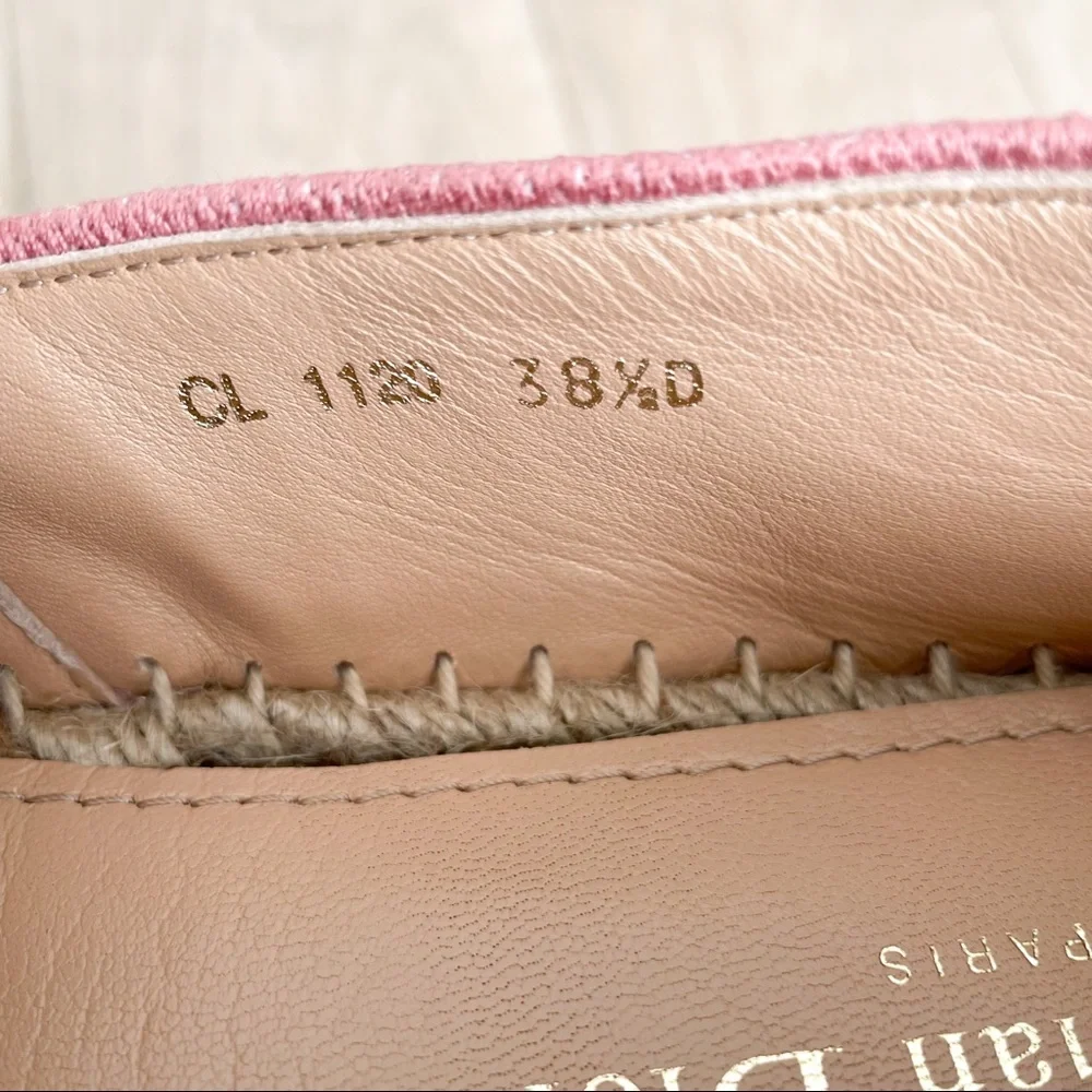 Dior Pink Granville Embroidered D Stripe Cotton Espadrille Flats - Picture 8 of 8